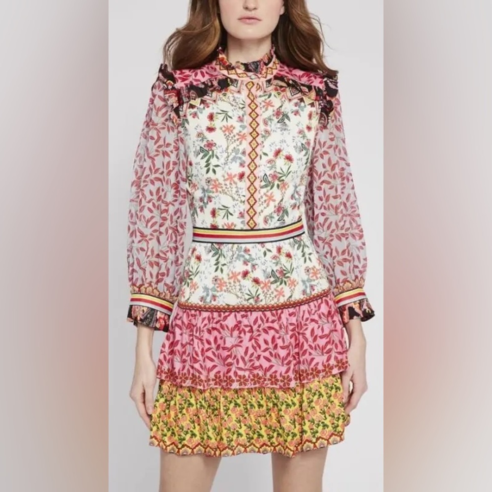 Alice & Olivia Crepe de Chine & Georgette Kathy Printed Dress